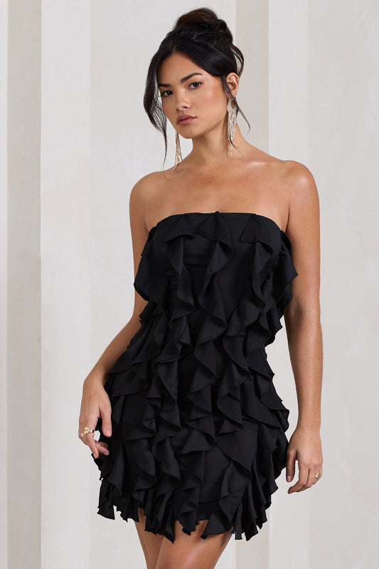 Bandeau Bodycon Mini Dress With Ruffles