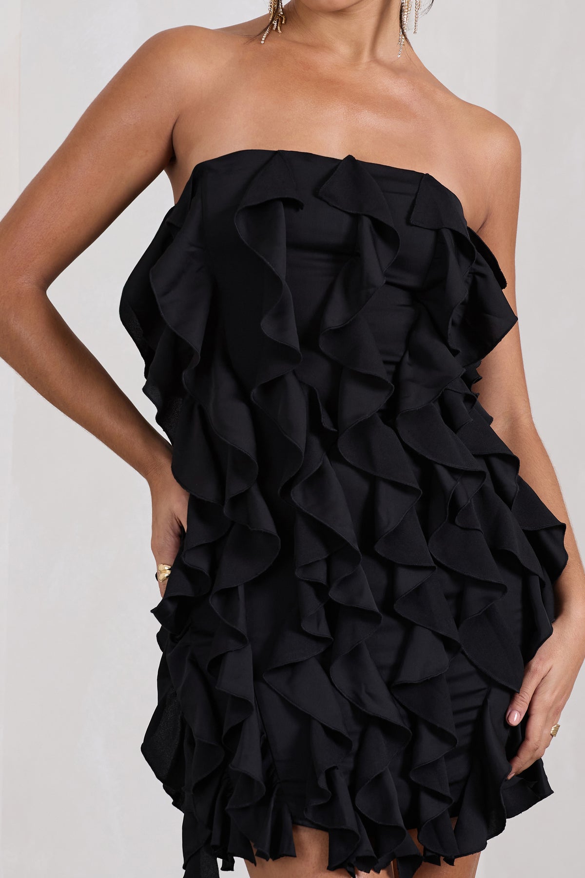 Bandeau Bodycon Mini Dress With Ruffles