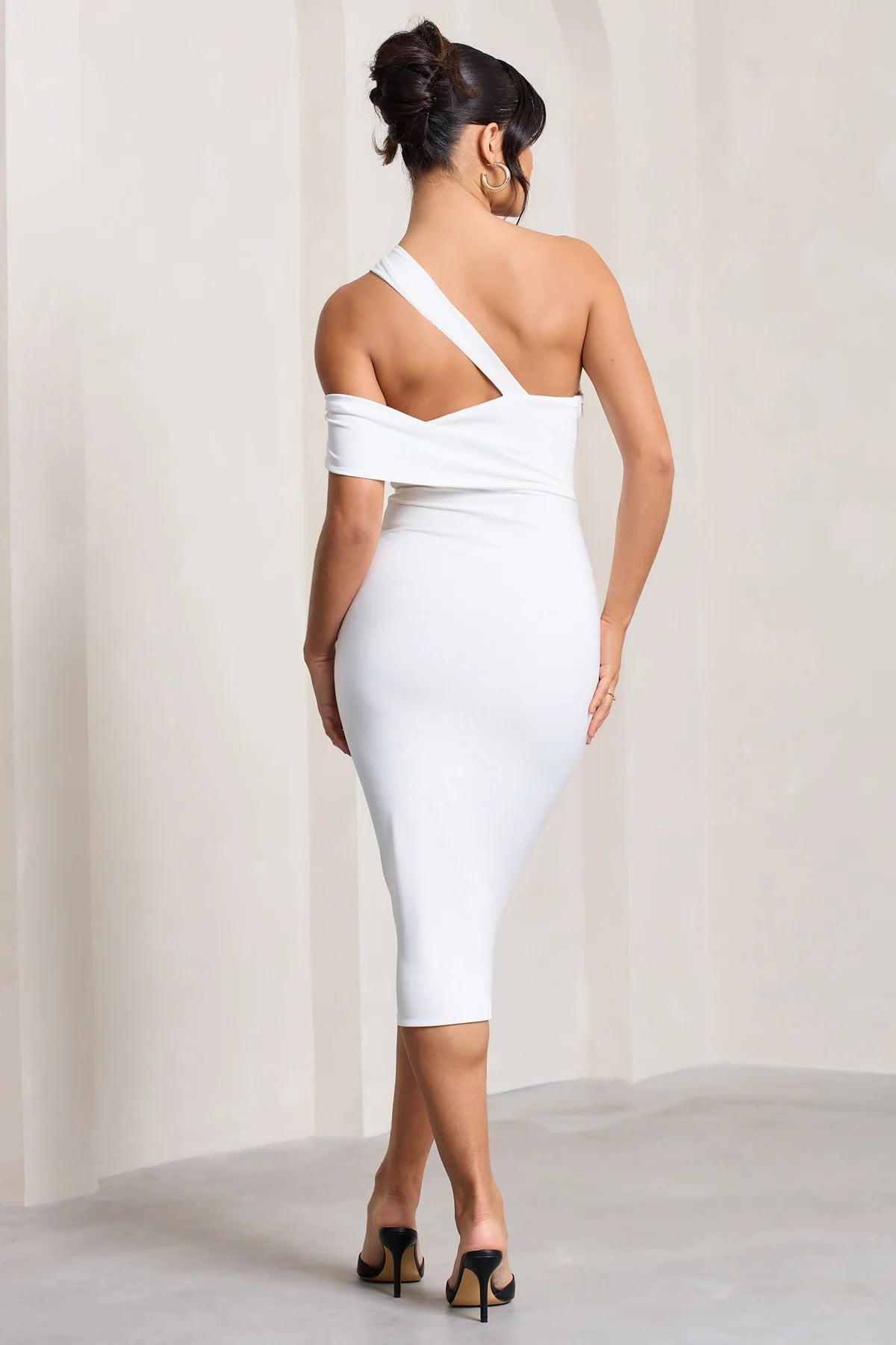 Asymmetric Neck Cut Out Midi Dress