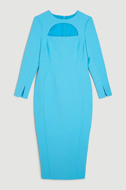 Tall Compact Stretch Cut Out Sleeved Tailored Pencil Dress