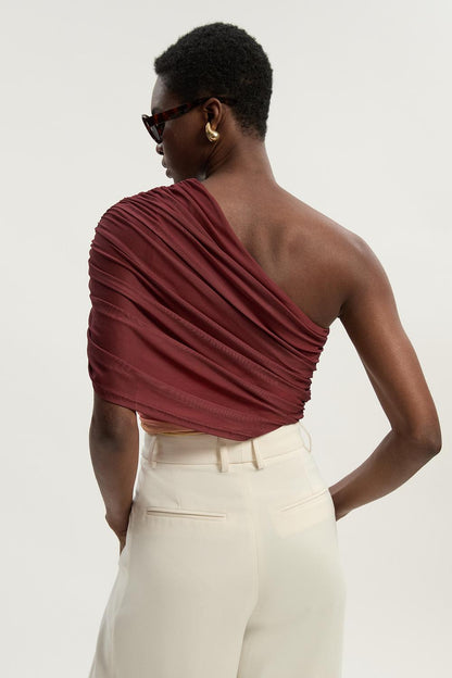 Ombre One Shoulder Mesh Jersey Bodysuit