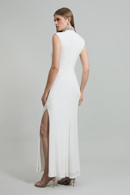 Tall Embellished Jersey Crepe Maxi Dress