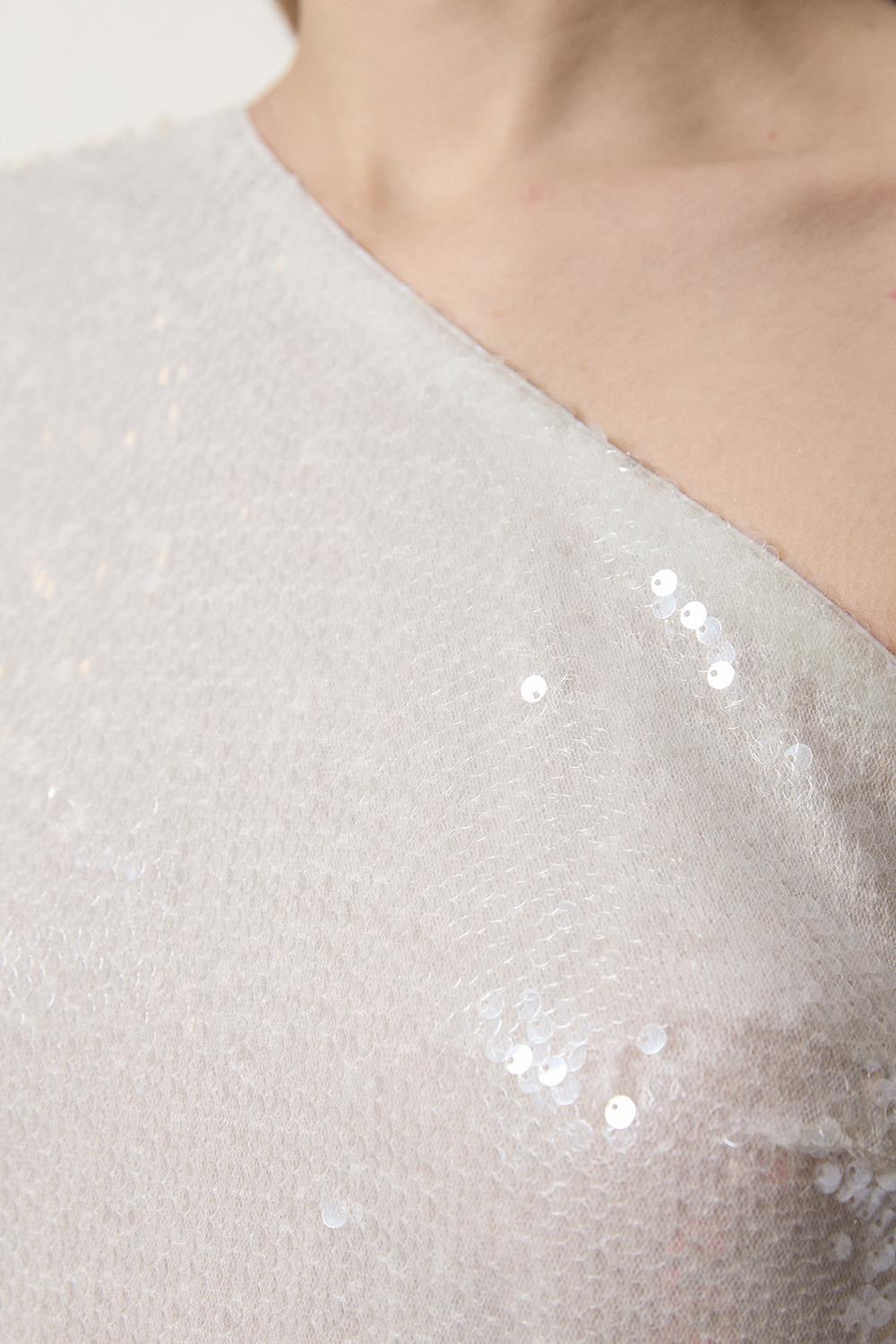 Liquid Shine One Shoulder Woven Sequin Dress