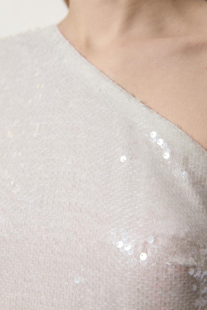 Liquid Shine One Shoulder Woven Sequin Dress