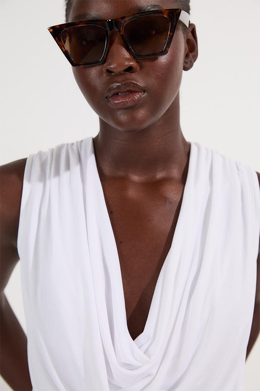 Cowl Neck Jersey Bodysuit