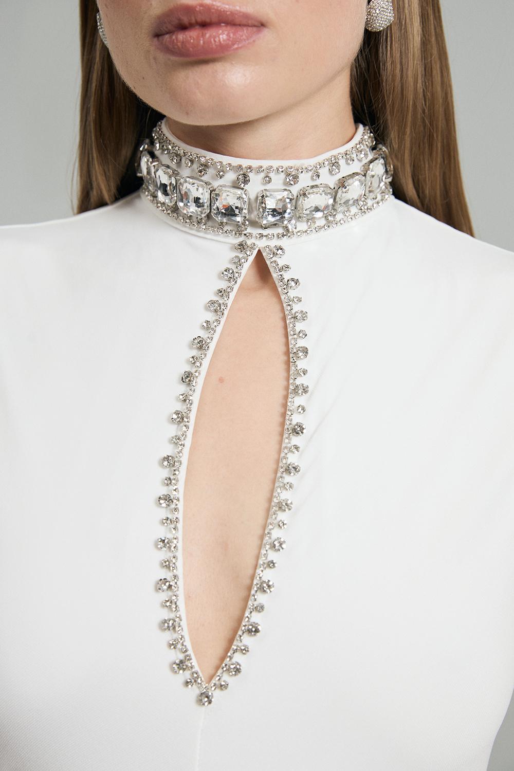 Tall Embellished Jersey Crepe Maxi Dress