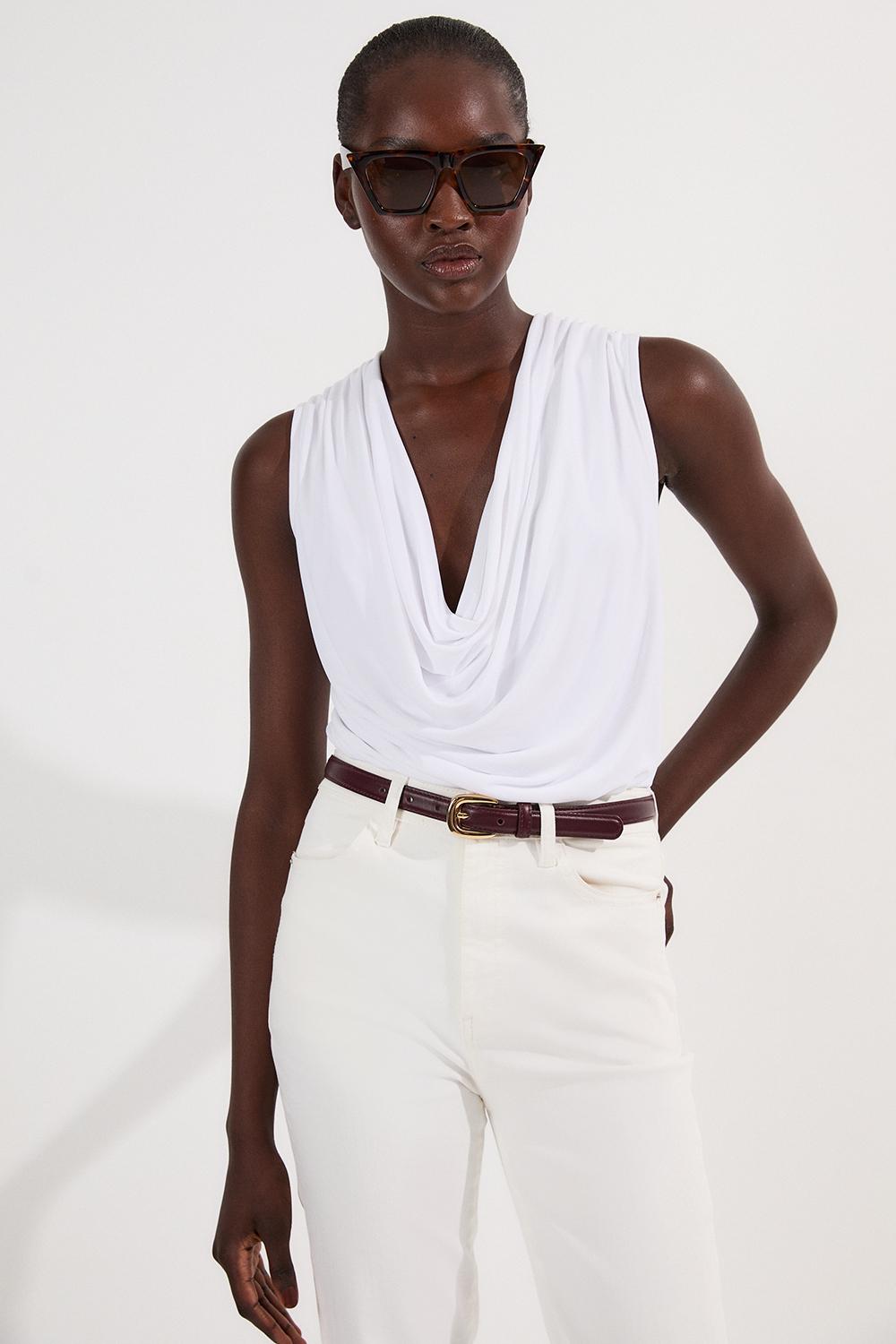 Cowl Neck Jersey Bodysuit