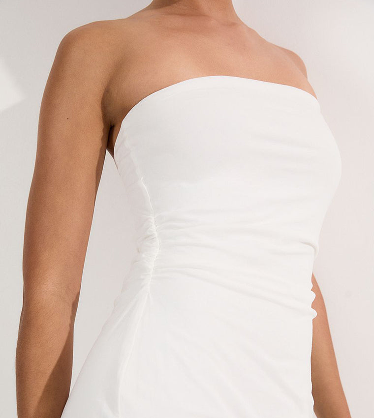 Stretch Cotton Jersey Bandeau Maxi Dress