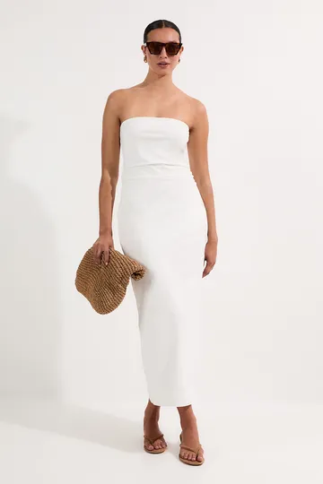 Stretch Cotton Jersey Bandeau Maxi Dress