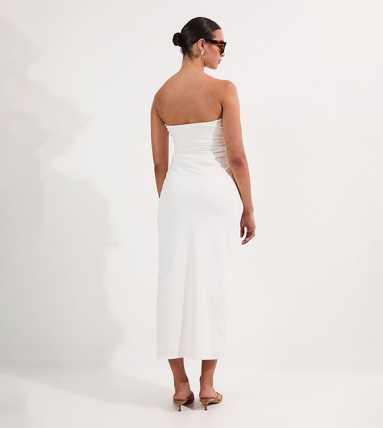 Stretch Cotton Jersey Bandeau Maxi Dress