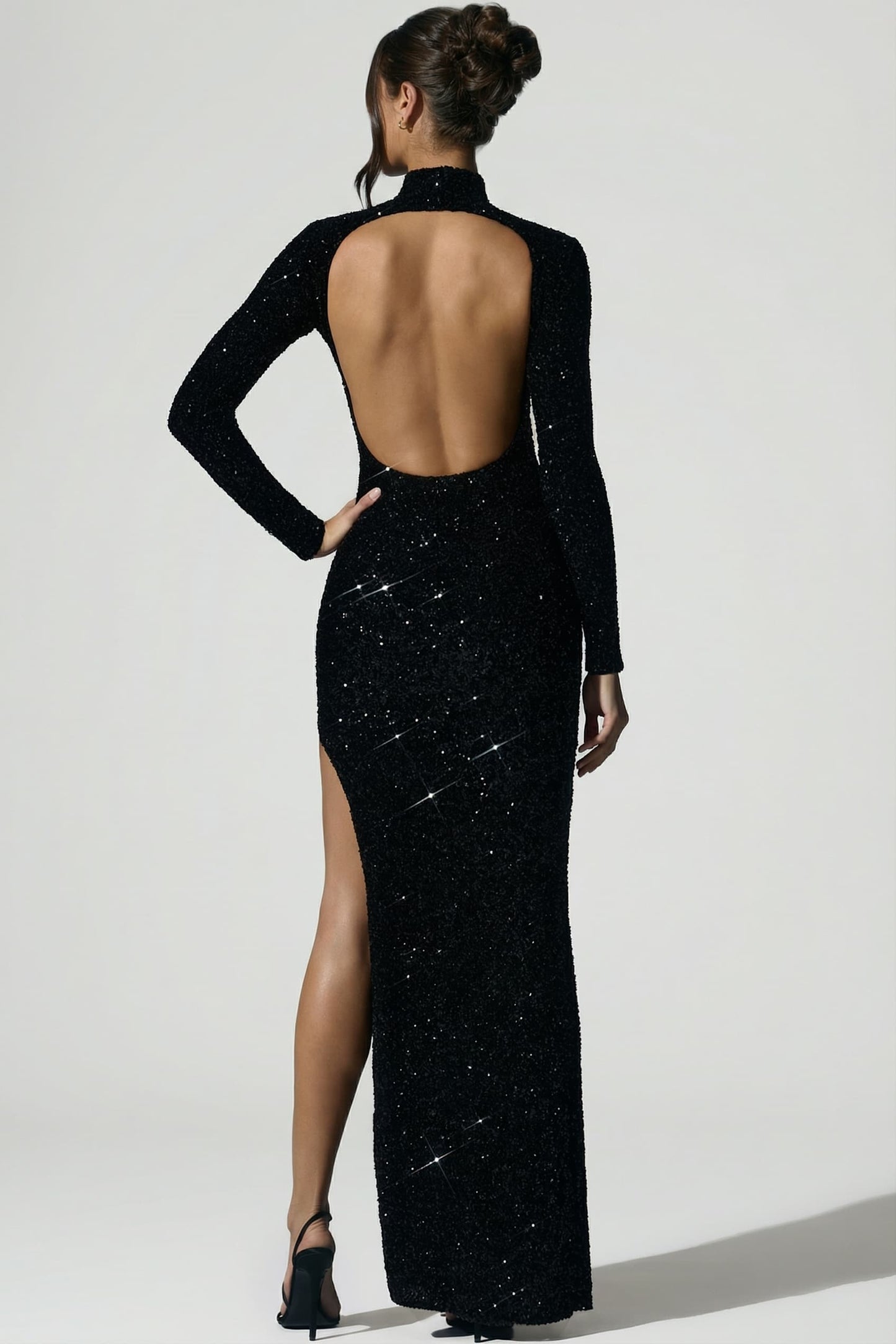 Embellished Open-Back Gown