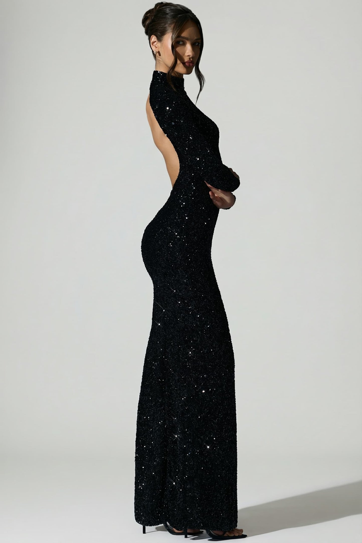 Embellished Open-Back Gown