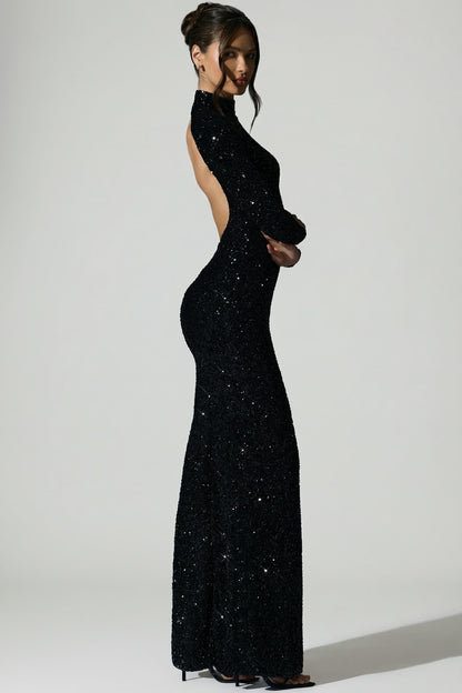 Embellished Open-Back Gown